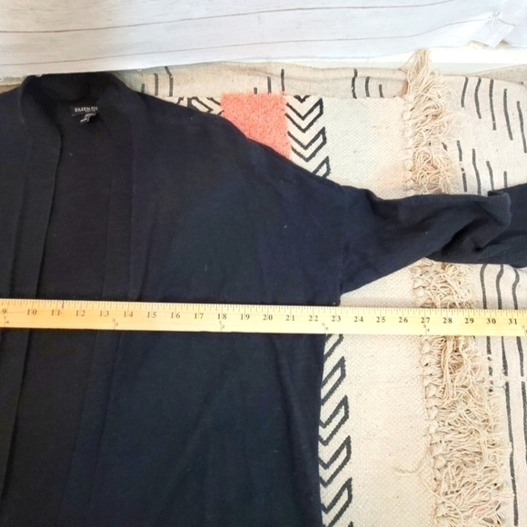 EILEEN FISHER ORGANIC LINEN BLACK OPEN FRONT CARDIGAN, SZ PETITE MEDIUM - Picture 11 of 15